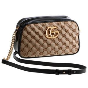 Gucci Shoulder Bag GG Marmont Beige x Black